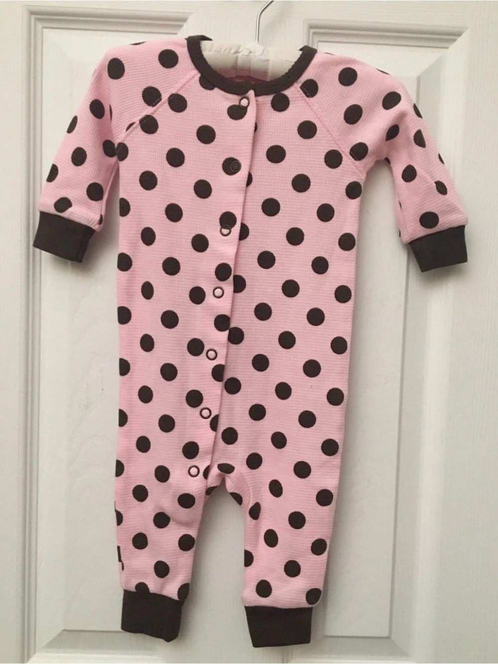 Just One You by Carter’s 6M Pink w Brown Polka Dot Pajamas One-piece Bodysuit